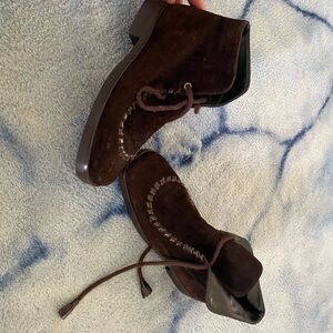 Brown suede vintage yves saint laurent boots